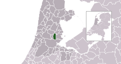 Highlighted position of Landsmeer in a municipal map of North Holland