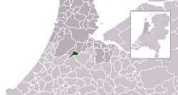 Highlighted position of Uithoorn in a municipal map of North Holland