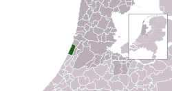 Highlighted position of Zandvoort in a municipal map of North Holland