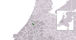 Highlighted position of Leiderdorp in a municipal map of South Holland