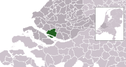 Highlighted position of Korendijk in a municipal map of South Holland