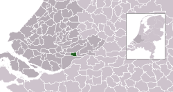 Highlighted position of Sliedrecht in a municipal map of South Holland