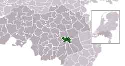 Highlighted position of Helmond in a municipal map of North Brabant