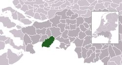 Highlighted position of Zundert in a municipal map of North Brabant