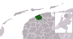 Highlighted position of Ferwerderadiel in a municipal map of Friesland