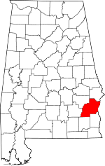 Map of Alabama highlighting Barbour County