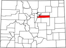 Map of Colorado highlighting Arapahoe County