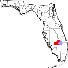 Map of Florida highlighting Glades County