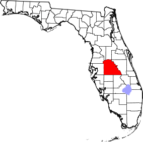 Map of Florida highlighting Polk County