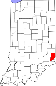 State map highlighting Dearborn County