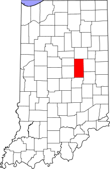 Map of Indiana highlighting Madison County