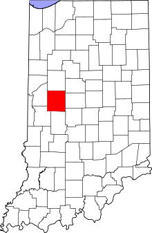 Map of Indiana highlighting Montgomery County