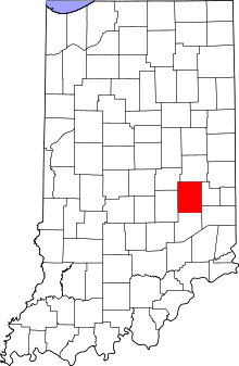 State map highlighting Rush County