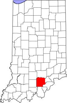 Map of Indiana highlighting Washington County