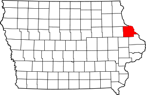 Map of Iowa highlighting Dubuque County