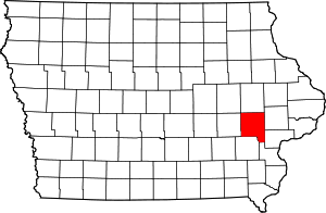 Iowa with a red highlighted Johnson County