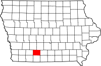 Map of Iowa highlighting Union County