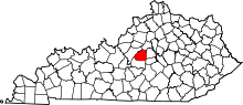 Map of Kentucky highlighting Washington County