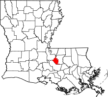 State map highlighting West Baton Rouge Parish