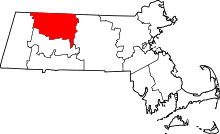 Map of Massachusetts highlighting Franklin County
