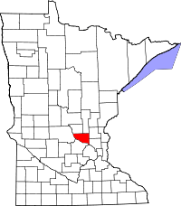 Map of Minnesota highlighting Sherburne County