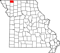 Map of Missouri highlighting Worth County