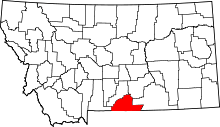 Map of Montana highlighting Carbon County