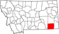 Map of Montana highlighting Powder River County