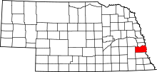 Map of Nebraska highlighting Cass County