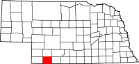 Map of Nebraska highlighting Hitchcock County
