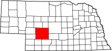 Map of Nebraska highlighting Lincoln County