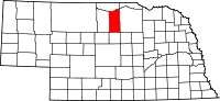 Map of Nebraska highlighting Rock County