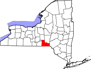 Map of New York highlighting Broome County