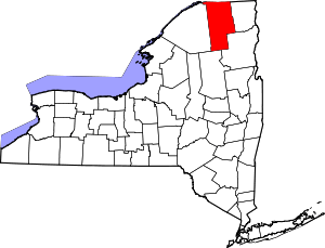 Map of New York highlighting Franklin County