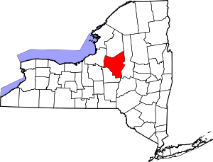 Map of New York highlighting Oneida County