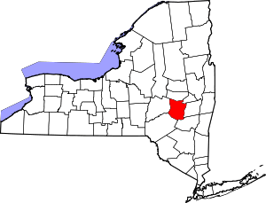 State map highlighting Schoharie County