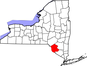 Map of New York highlighting Sullivan County