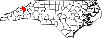 Map of North Carolina highlighting Yancey County