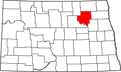 Map of North Dakota highlighting Ramsey County