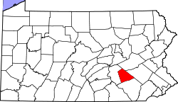 State map highlighting Lebanon County