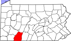 Map of Pennsylvania highlighting Somerset County