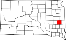 Map of South Dakota highlighting Lake County