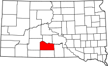 Map of South Dakota highlighting Mellette County