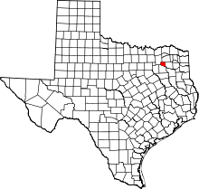 Map of Texas highlighting Rains County