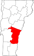 Map of Vermont highlighting Windsor County
