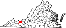 Map of Virginia highlighting Bland  County