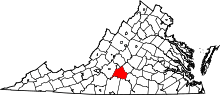 Map of Virginia highlighting Campbell County