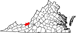 Map of Virginia highlighting Giles County