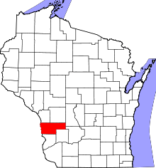 Map of Wisconsin highlighting Vernon County