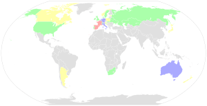 A map of the world showing the amount of riders per nation represented in the race.